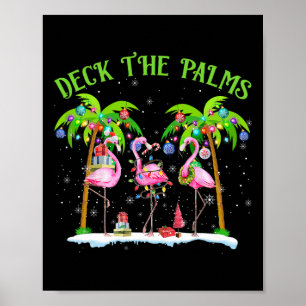 Poster Palms Flamingo, Luzes De Natal Tropicais