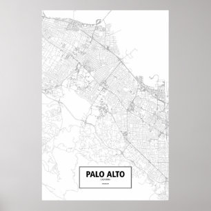 Pôster Palo Alto, Califórnia (preto no branco)