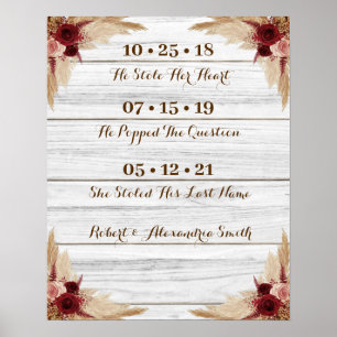 Poster Pampas Grass Best Day Casamento Date Sim Sinal