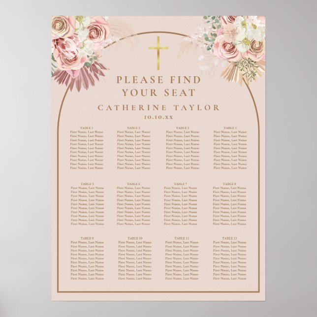 Poster Pampas Grass Christian Event Seating Chart (Frente)