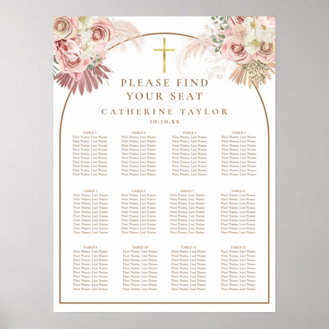 Poster Pampas Grass Christian Event Seating Chart (Frente)