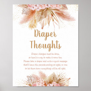 Poster Pampas Grass Douradas Rosa Pensamentos de Fralda F
