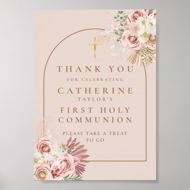 Poster Pampas Grass First Communer Favor Sinal (Frente)