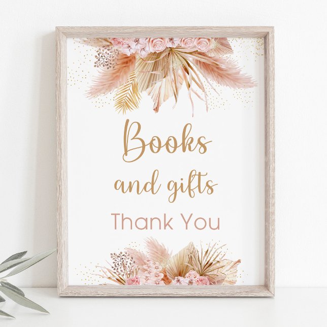 Poster Pampas Grass Floral Pink Livros e Sinal de Present (Criador carregado)
