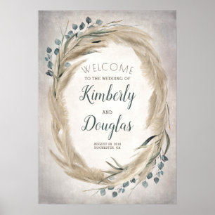 Poster Pampas Grass Wreath Boho Sinal de Boho Boho