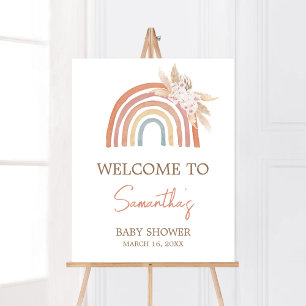 Poster Pampas Rosa Grass Boho Rainbow Bem-vindo