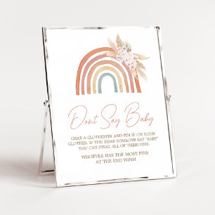 Poster Pampas Rosa Grass Boho Rainbow Não Diga Bebê