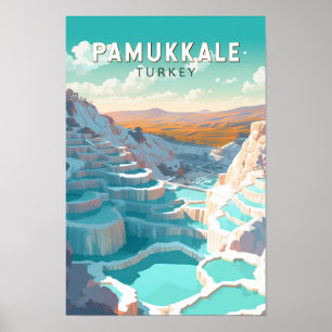 Poster Pamukkale Turkey Viagem Art Vintage