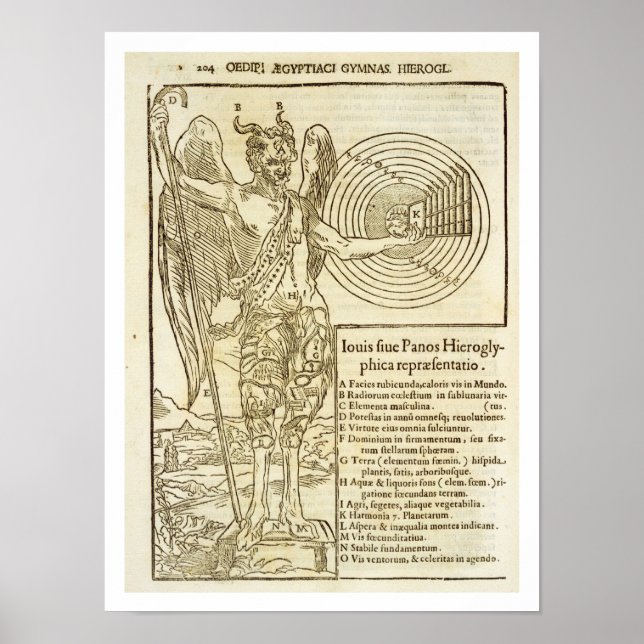 Pôster Pan, o deus universal, e os elementos que ele repr (Frente)