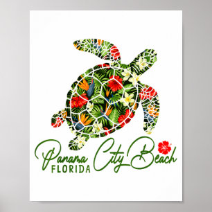 Poster Panama City Beach Flórida Tartaruga Marinha Tropic