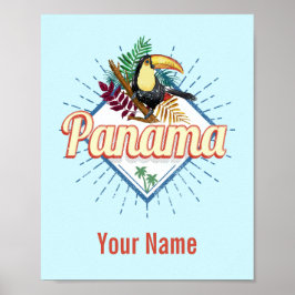 Poster Panamá City Toucan Retro Palm Trees Vintage