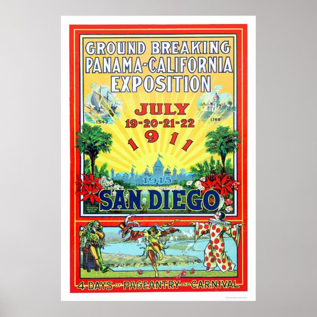 Poster Panamá - Exposição da Califórnia em San Diego 1911 (Frente)