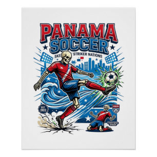 Pôster Panamá Futebol Esqueleto Atacante Nações Poster Es