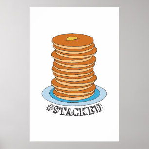 Poster Pancake de Pancakes de Pilha de Cheio desenhado à