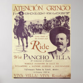 Poster Pancho Villa Gringo Ride Com Vintage Trabalho de a