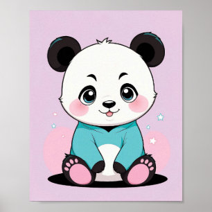 Poster Panda Adorável com Capuz - Arte de Parede para Ber