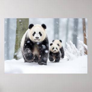 Poster Panda Animal Family Despertando Natureza