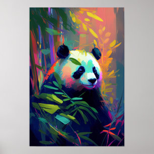 Poster Panda Animal Retrato Pintando Vida Selvagem ao ar 