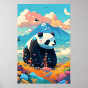 Poster Panda Animal Retrato Pintando Vida Selvagem ao ar 