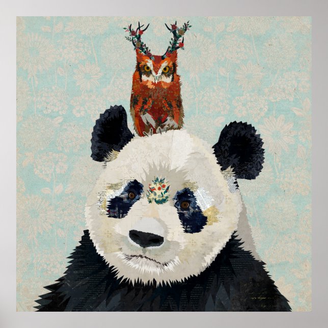 POSTER PANDA & ANTLER FLORAL OWL (Frente)
