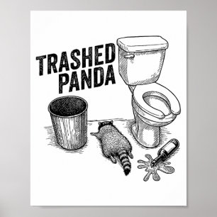Poster Panda Arrombado, Guaxinim Bêbado Engraçado, Humor