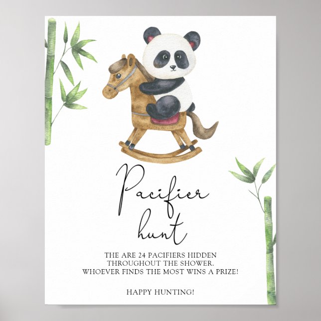 Poster Panda Bear - caça ao chupeta jogo de chá de bebê (Frente)