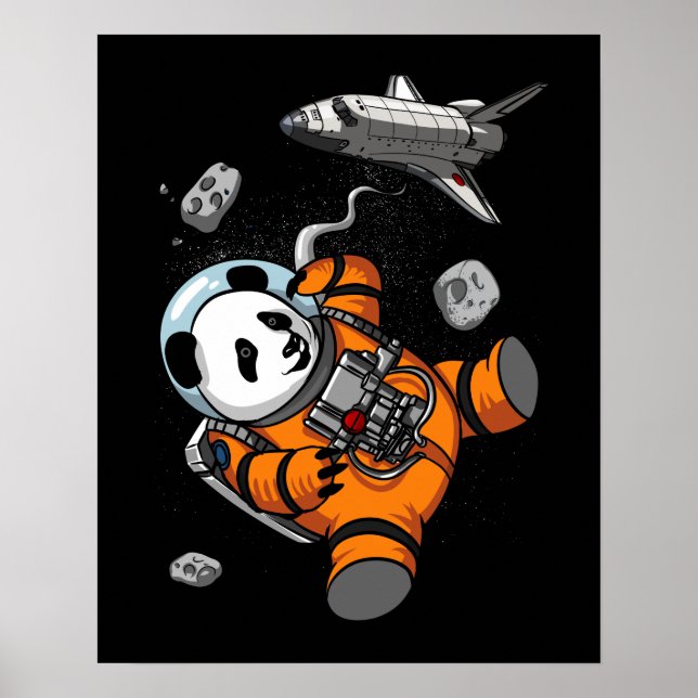 Poster Panda Bear Space Astronauta Engraçado Animal (Frente)
