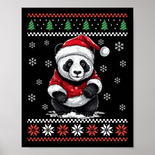 Poster Panda Bear Ugly Christmas Xmas For Adults Kids  (Frente)