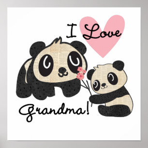 Poster Panda Bears I Love Grandma