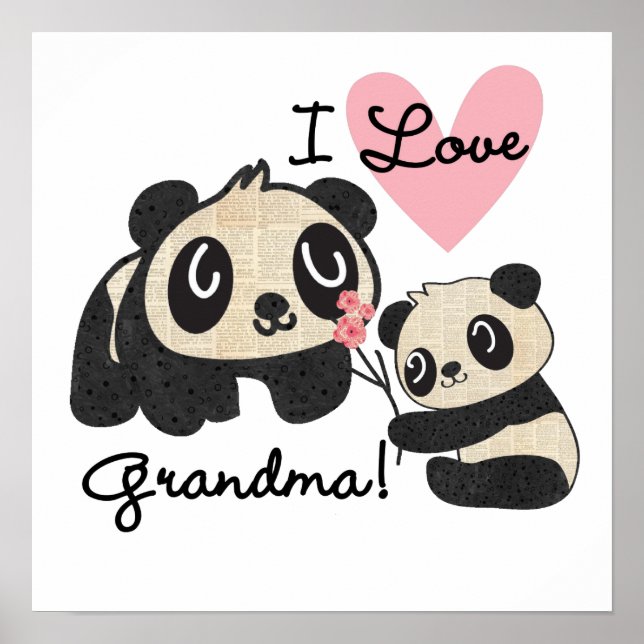 Poster Panda Bears I Love Grandma (Frente)