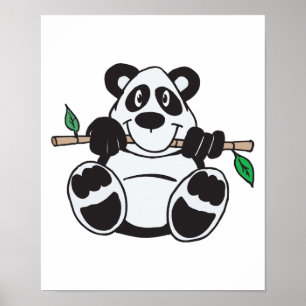 Pôster panda bonita pendurada no galho