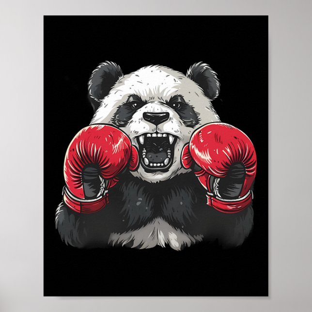 Poster Panda Boxeador Com Luvas de Boxe Kickboxing Engraç (Frente)