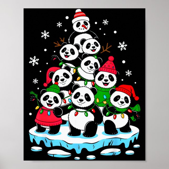 Poster Panda Christmas Tree Panda Lover Xmas Squad Men Wo (Frente)