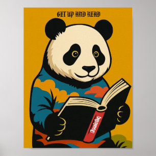 Poster Panda Com Um Livro — Levante-Se E Leia!