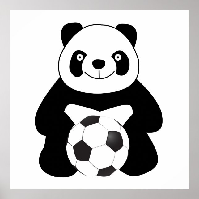 Pôster Panda com uma bola de futebol (Frente)