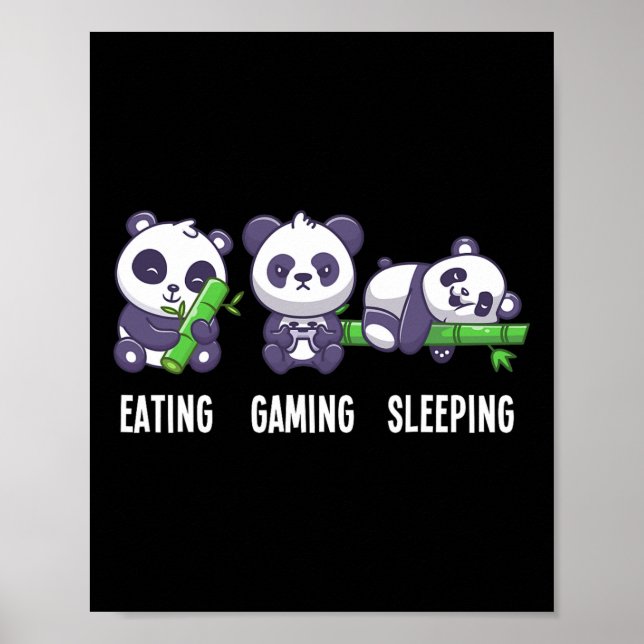 Poster Panda Comendo Jogos Dormindo Para Jogo Multijogado (Frente)