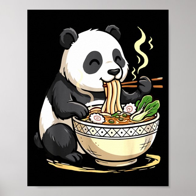 Poster Panda Comendo Macarrão Ramen Engraçado (Frente)