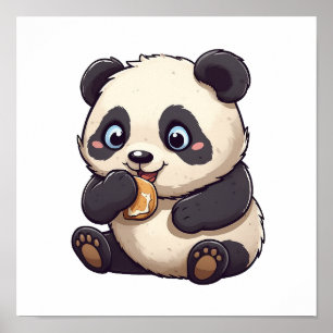 Poster Panda comendo um biscoito