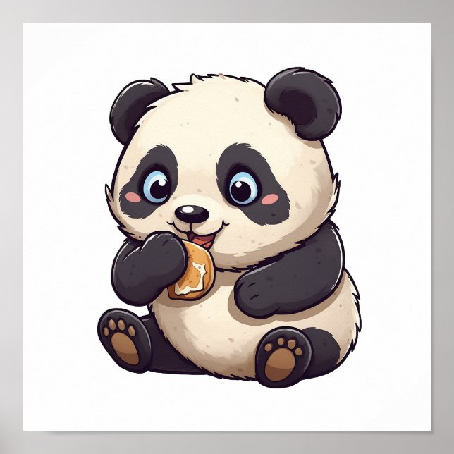 Poster Panda comendo um biscoito (Frente)