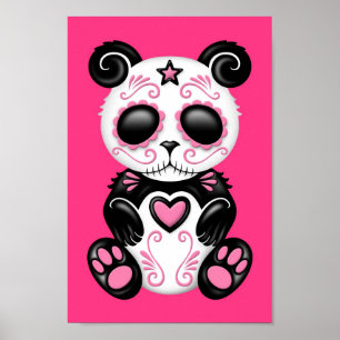 Poster Panda cor-de-rosa do açúcar do zombi