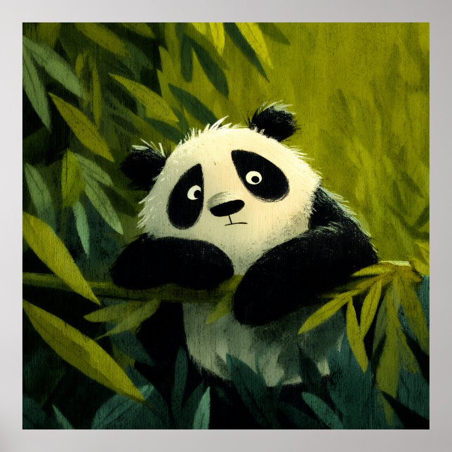 Poster Panda Curioso Espia o Bambu (Frente)