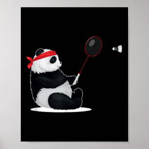 Poster Panda de Badminton Engraçado Doce Esporte Humor Vo