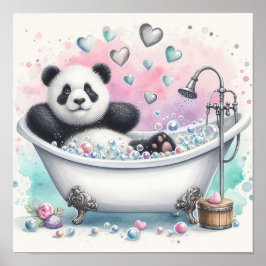Poster Panda de Banho de Espuma
