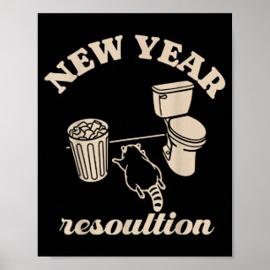 Poster Panda Depravado Resolução de Ano Novo Engraçado Bê