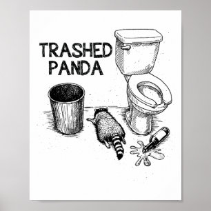 Poster Panda Destruído Funny Racoon Bêbado