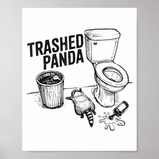Poster Panda Destruído Funny Racoon Bêbado  (Frente)