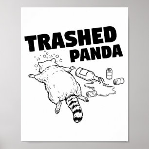 Poster Panda Destruído Funny Racoon Bêbado 