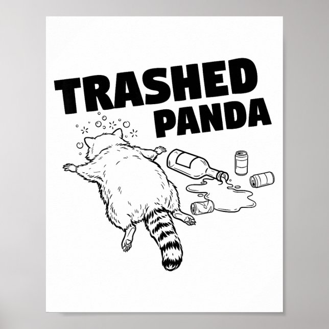 Poster Panda Destruído Funny Racoon Bêbado  (Frente)