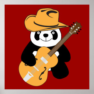 Pôster Panda engraçada com guitarra