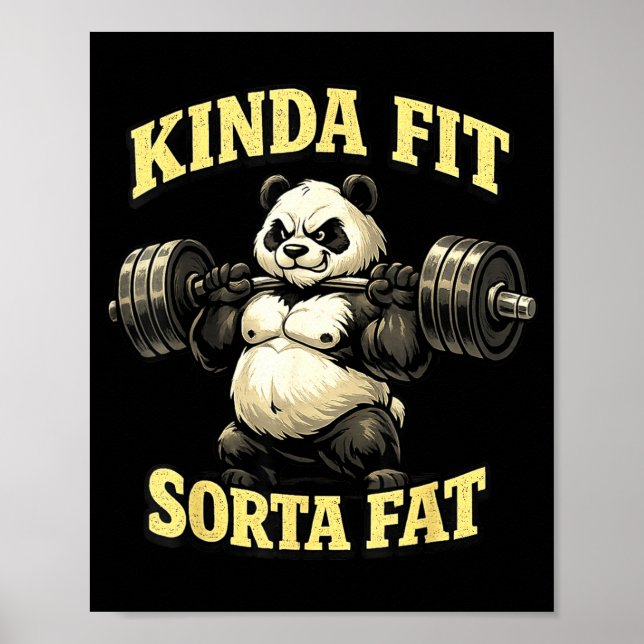 Poster Panda engraçado da academia_ meio em forma meio go (Frente)